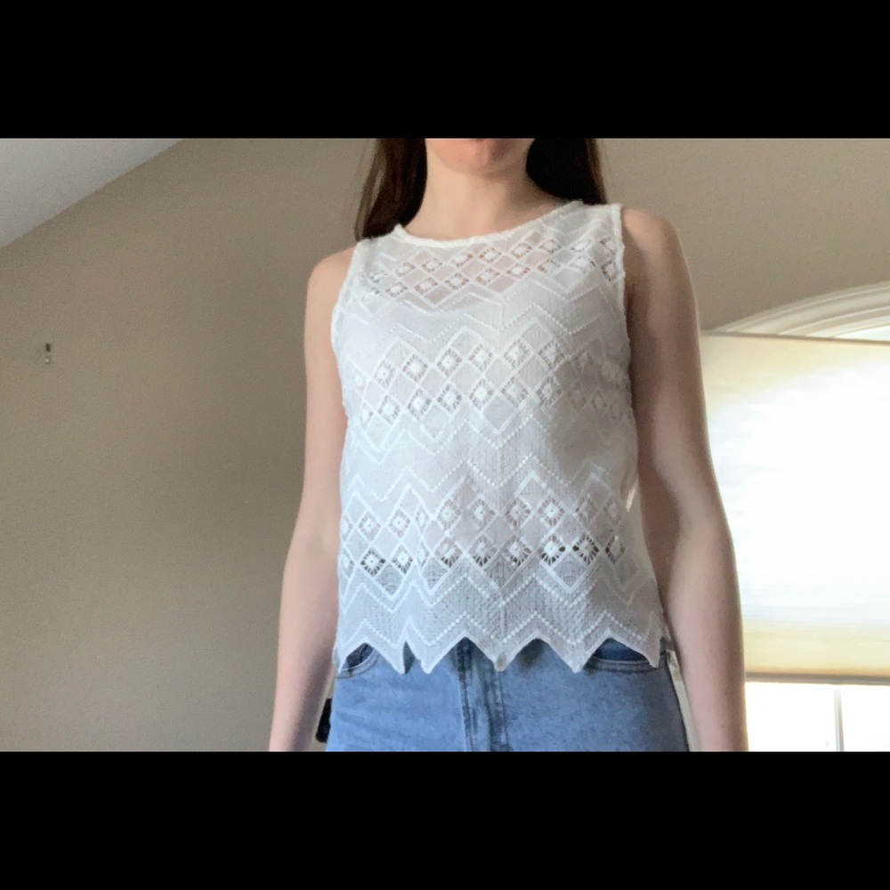 white lace top with built in tank top